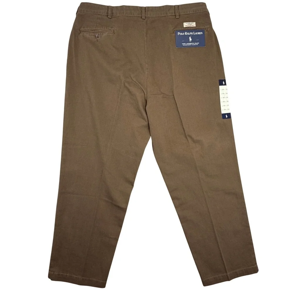 Vintage Polo Ralph Lauren Andrew Pant Mens 40x30 Brown Pleated Deadstock NWT